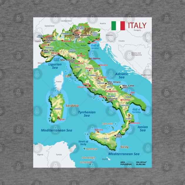 Geographic map of Italy by AliJun